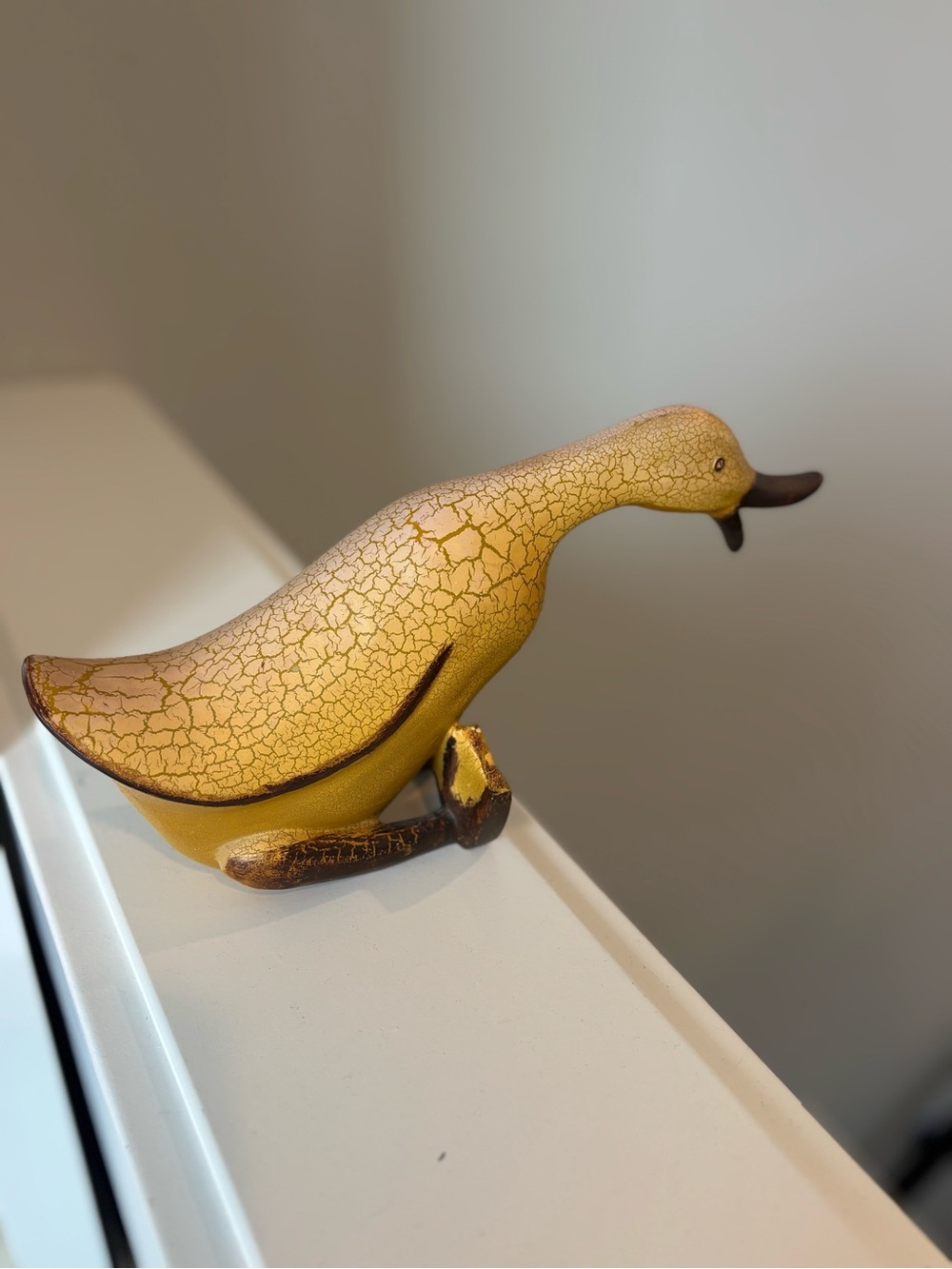 Wood Yellow Duck Figurine Bird Toy - Decorative Pet Accent